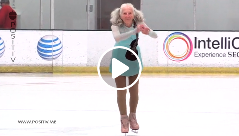 Video: 90 jährige Eiskunstläuferin begeistert Publikum.